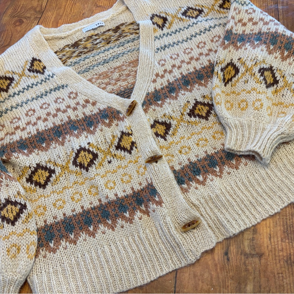 Baltic‎ Born Beige and Brown Patterned Cardigan